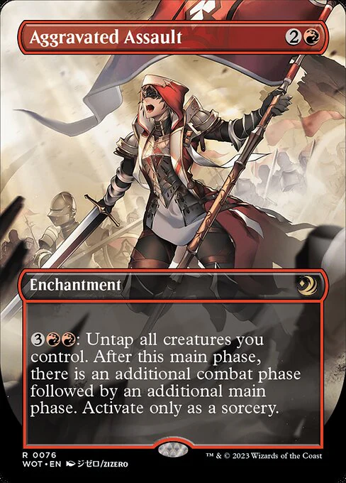 Aggravated Assault (76) - BORDERLESS - FULL ART - Wilds of Eldraine: Enchanting Tales
