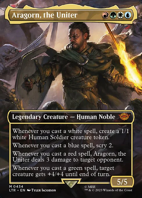 Aragorn, the Uniter (434) - BORDERLESS - FULL ART (Foil) - The Lord of the Rings: Tales of Middle-earth