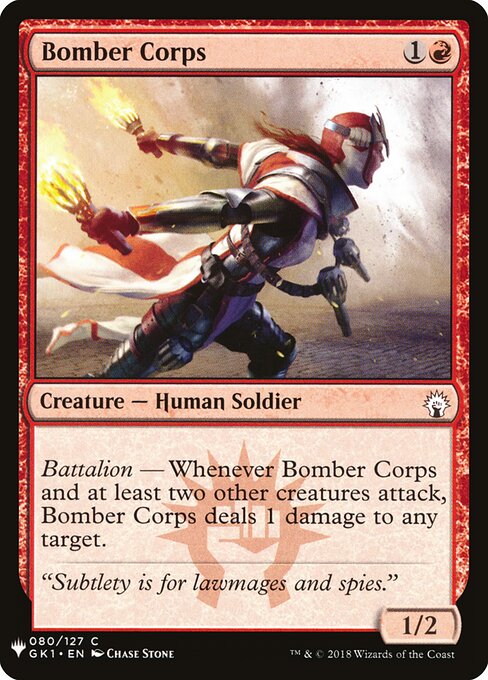 Bomber Corps (GK1-80) - The List