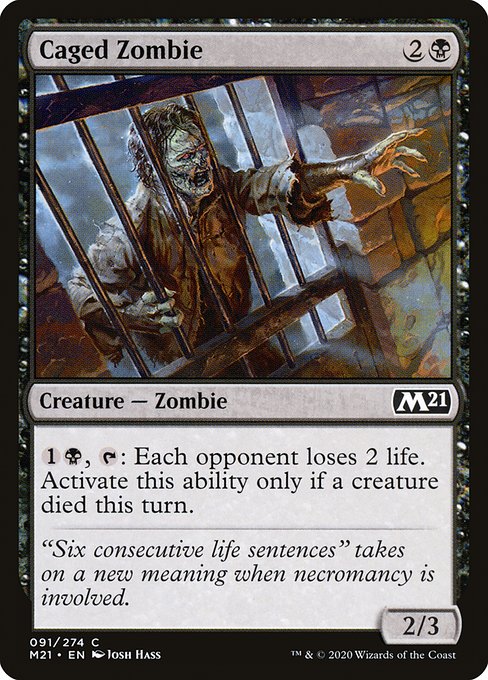 Caged Zombie (91) (Foil) - Core Set 2021