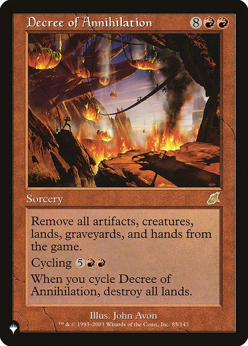 Decree of Annihilation (SCG-85) - The List