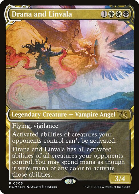 Drana and Linvala (305) - SHOWCASE - FULL ART (Foil) - March of the Machine