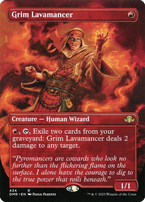 Grim Lavamancer (434) - BORDERLESS - FULL ART (Foil) - Dominaria Remastered