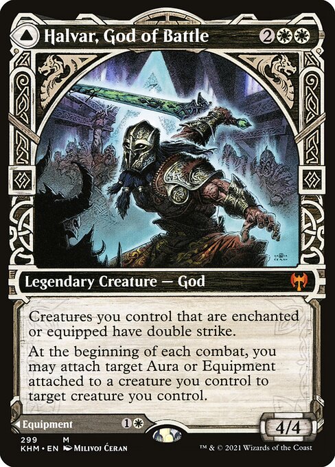 Halvar, God of Battle // Sword of the Realms (299) - SHOWCASE (Foil) - Kaldheim
