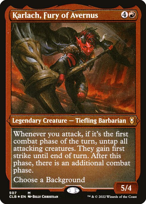 Karlach, Fury of Avernus (507) (Etched) - Commander Legends: Battle for Baldur's Gate