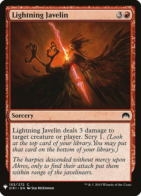 Lightning Javelin (ORI-153) - The List