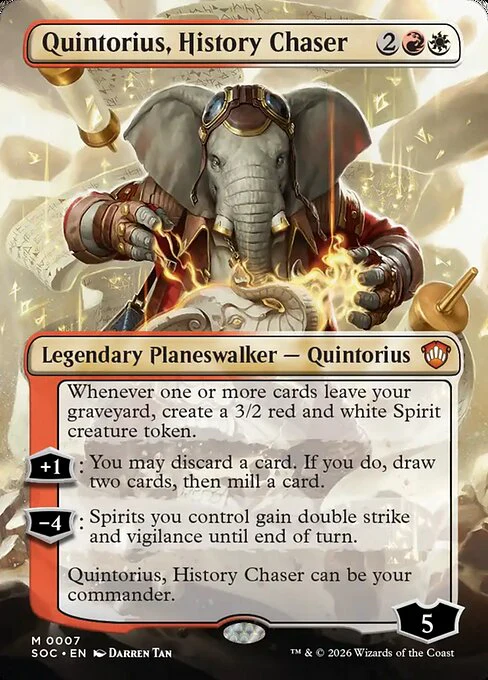 Quintorius, History Chaser (7) - BORDERLESS - FULL ART (Foil) - Secrets of Strixhaven Commander