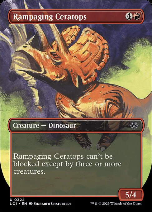 Rampaging Ceratops (322) - BORDERLESS (Foil) - The Lost Caverns of Ixalan