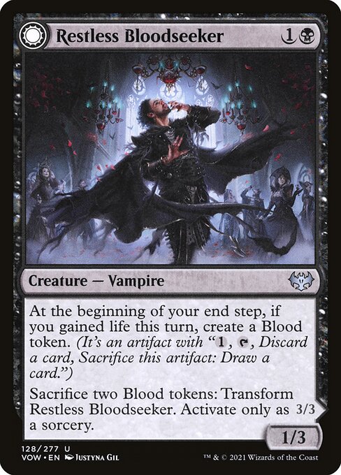 Restless Bloodseeker // Bloodsoaked Reveler (128) (Foil) - Innistrad: Crimson Vow