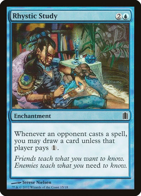 Rhystic Study (15) (Foil) - Commander's Arsenal