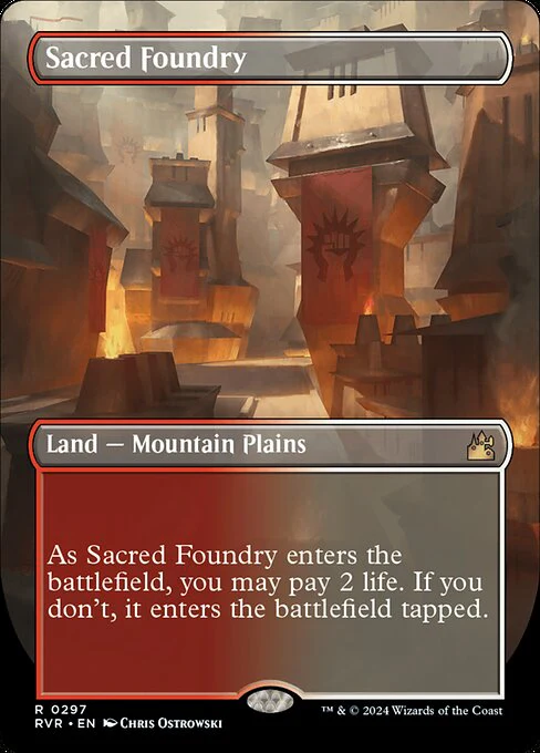 Sacred Foundry (297) - BORDERLESS - FULL ART (Foil) - Ravnica Remastered