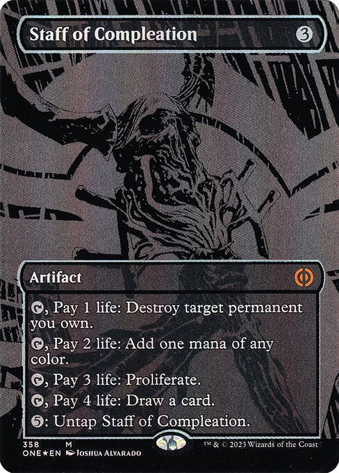 Staff of Compleation (358) - BORDERLESS (Foil) - Phyrexia: All Will Be One