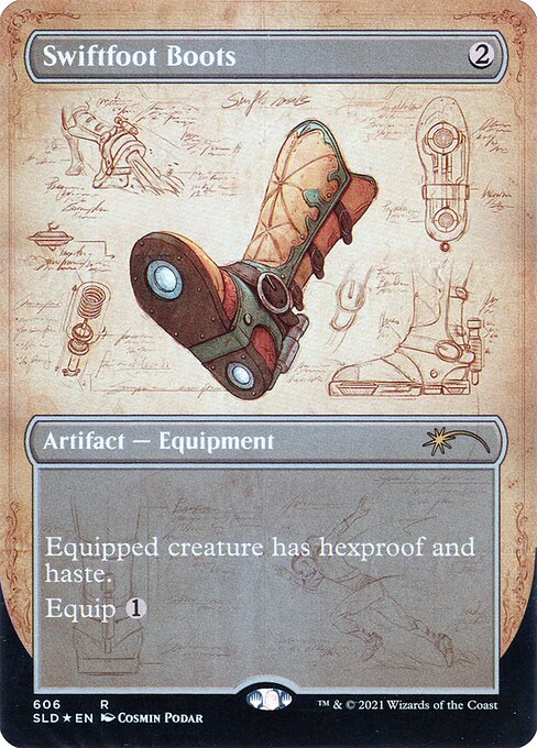 Swiftfoot Boots (606) - BORDERLESS - FULL ART (Foil) - Secret Lair Drop