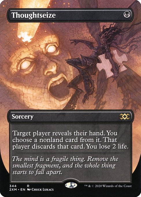 Thoughtseize (344) - BORDERLESS - FULL ART - Double Masters
